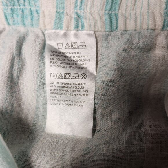 Denim & Co Naturals Linen Blend Crop Pants 2XP Summer Aqua White Eyelet Border - Picture 5 of 5
